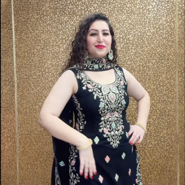 Sea Black Suit Heavy embroidered A-line Side Slit Pakistani Suit